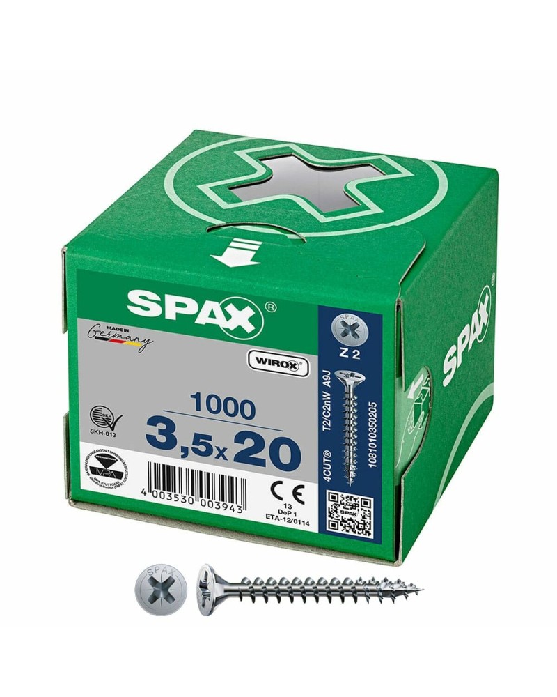 SPAX Wirox Z2 Flat Head Screws 3.5 x 20 mm (1,000 Units)
